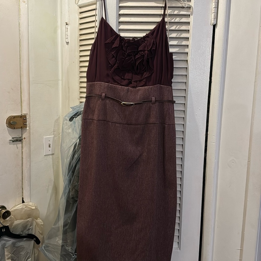 Black Halo burgundy, silk belted, dress size large